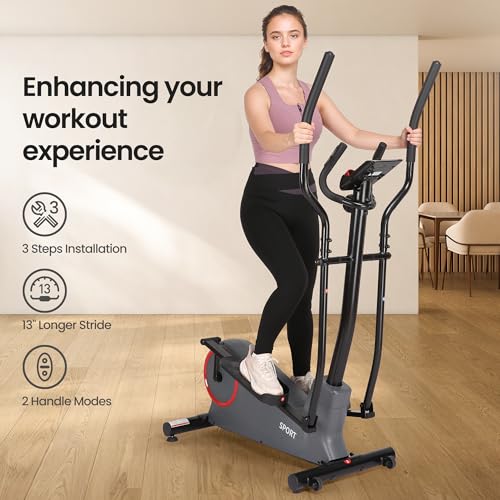 Elliptical Machine with 8 Levels Adjustable Resistance LCD Monitor 13IN Stride 300 LBS Weight Capacity J97813