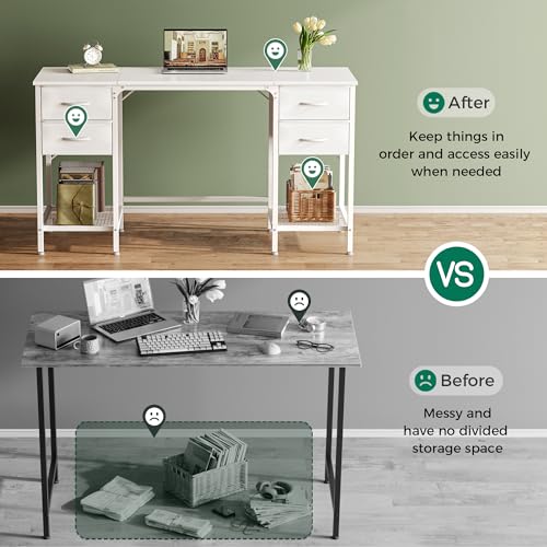 Rustic Brown 55 Inch Computer Desk with 4 Drawers and Mesh Shelf Y130