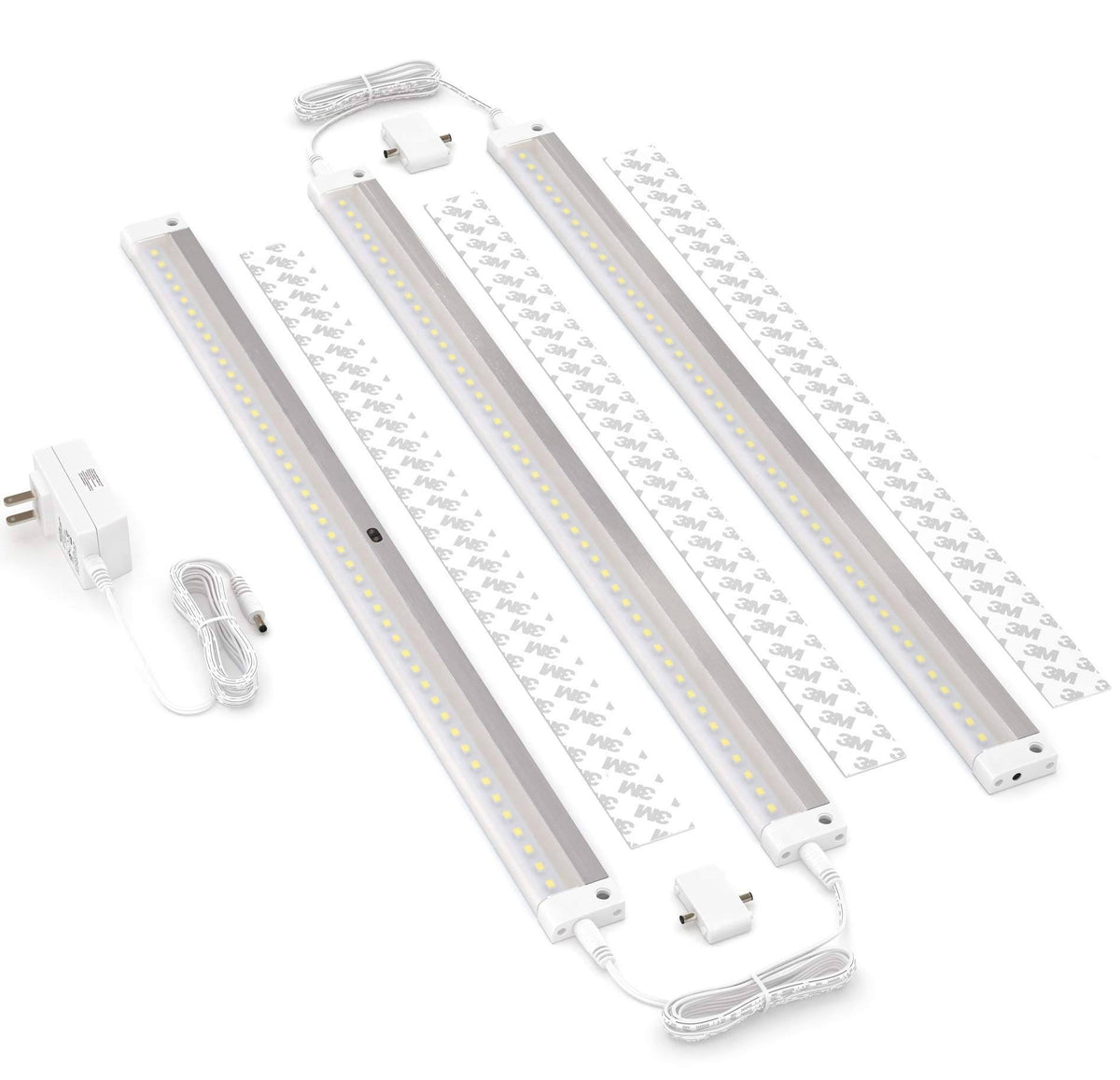 White Finish 3 Extra Long 20 inch Panels LED Dimmable Under Cabinet Lighting Kit O389086