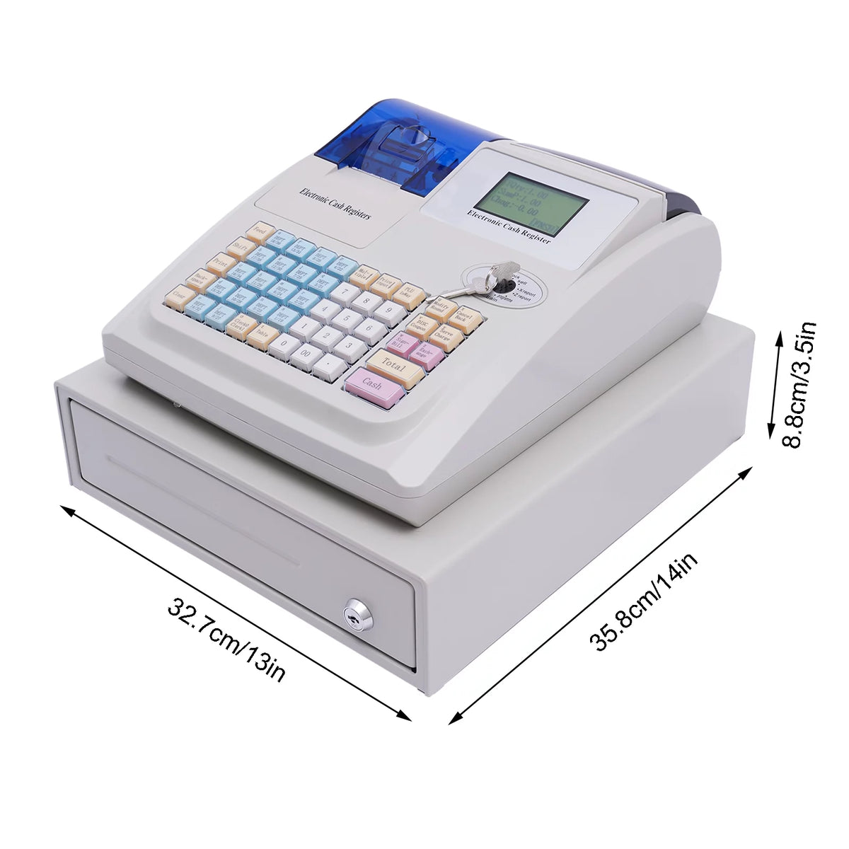 48 Keys Electronic Cash Register with Drawer Box Z443768