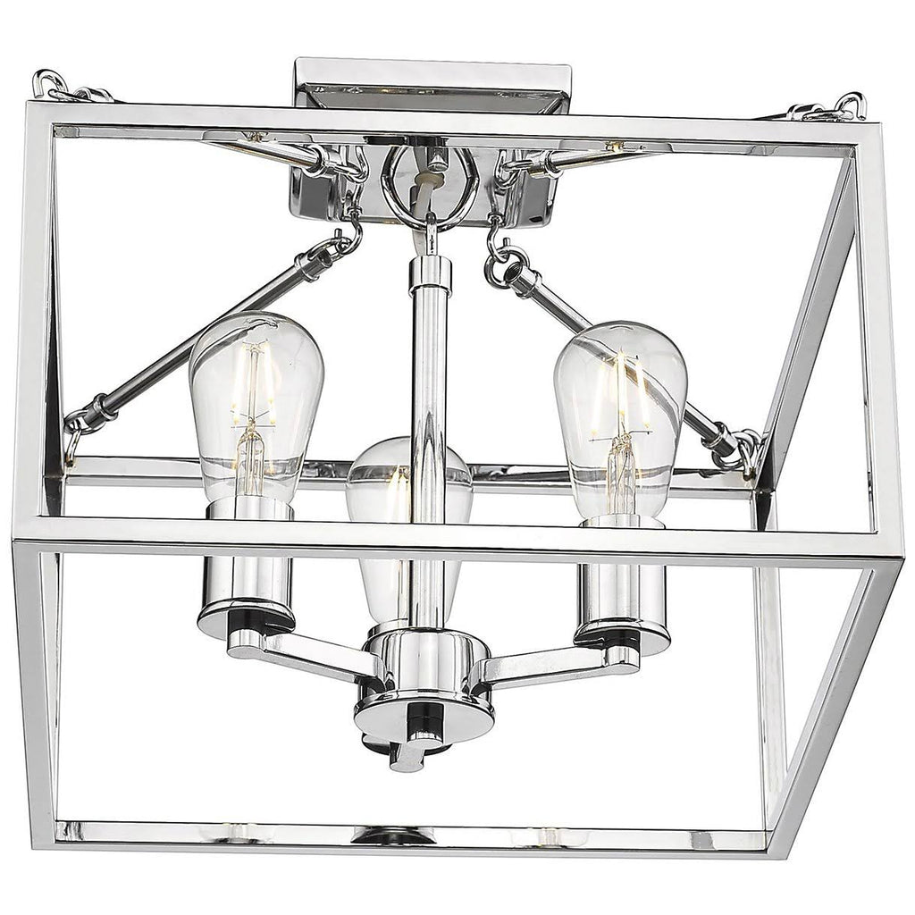 Black 3 Light Semi-Flush Mount E2250
