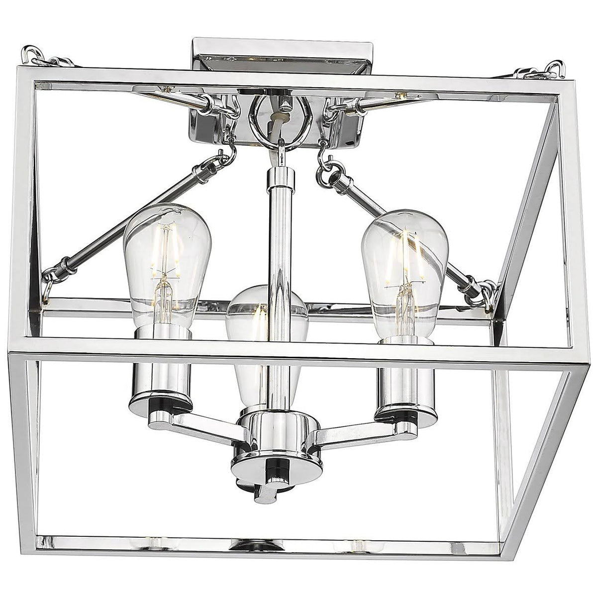 Black 3 Light Semi-Flush Mount E2250