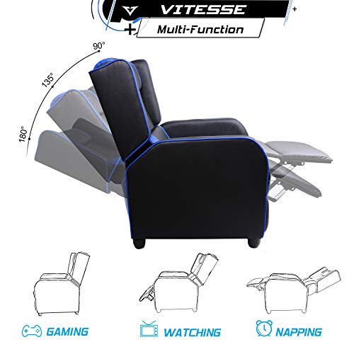 Blue PU Leather Gaming Recliner Chair E573