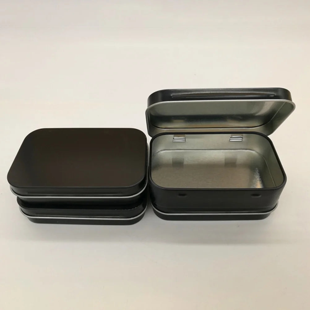 5 PCS Mini Rectangular Tin Storage Boxes with Lids Black M525009