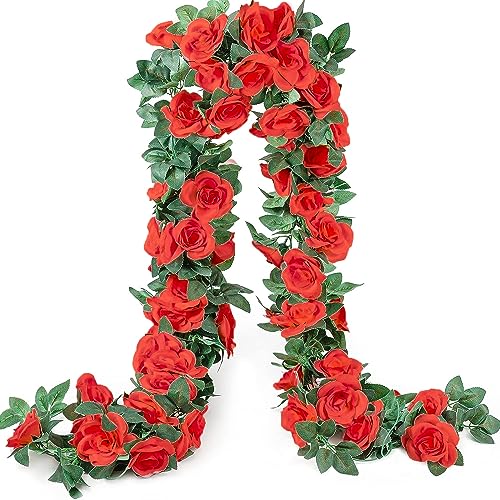 White 10PCS Artificial Rose Garland 7.5Ft B2738