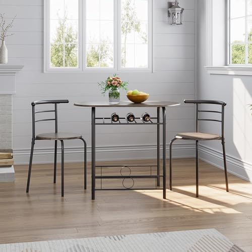 White 3-Piece Dining Table Set with Metal Frame A3124