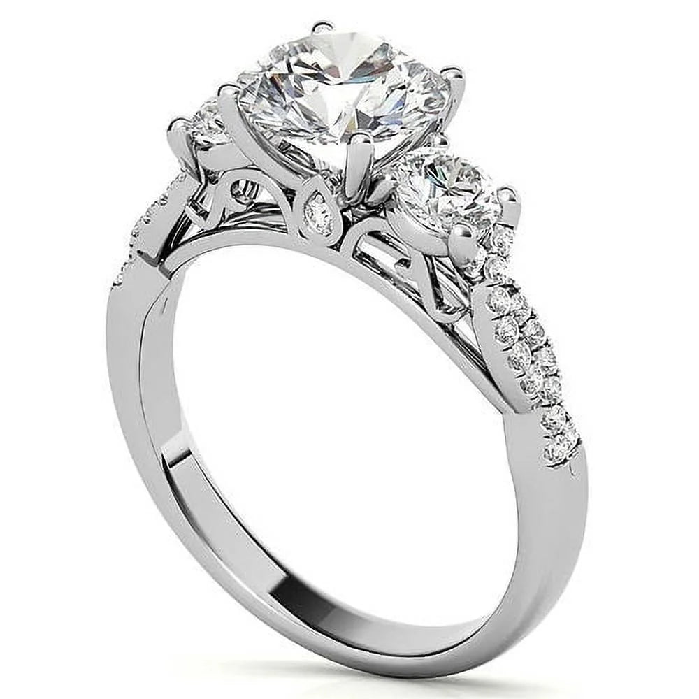 14k Gold Three Stone Diamond Engagement Ring F318240