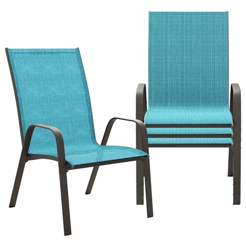 Teal Blue Set of 4 Stackable Patio Dining Chairs K62720
