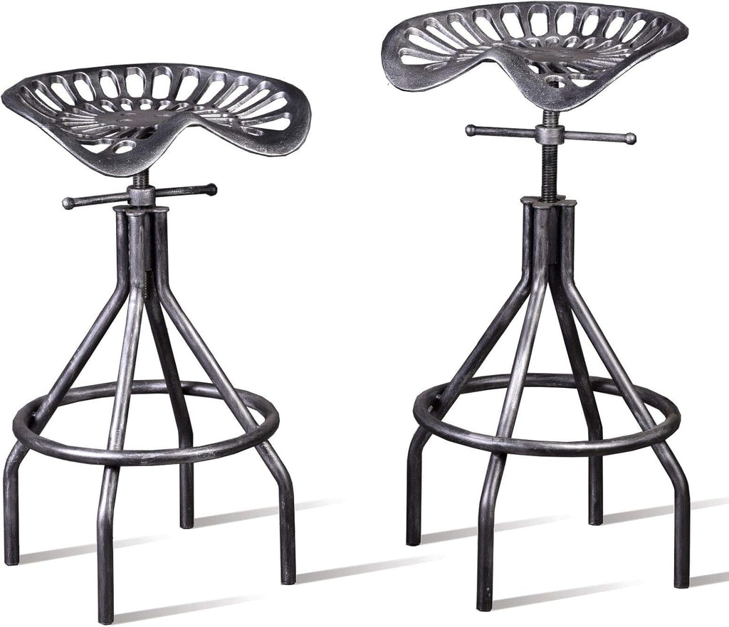 Industrial Cast Iron Adjustable Swivel Barstools Set of 2 R2634