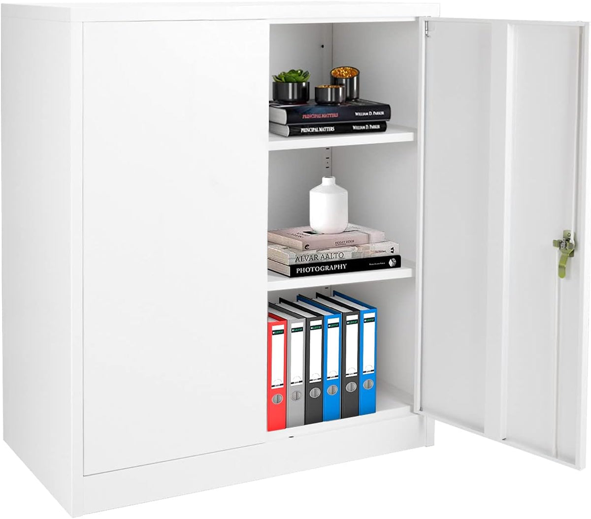 Light Gray Steel Storage Cabinet with 2 Adjustable Shelves X4093