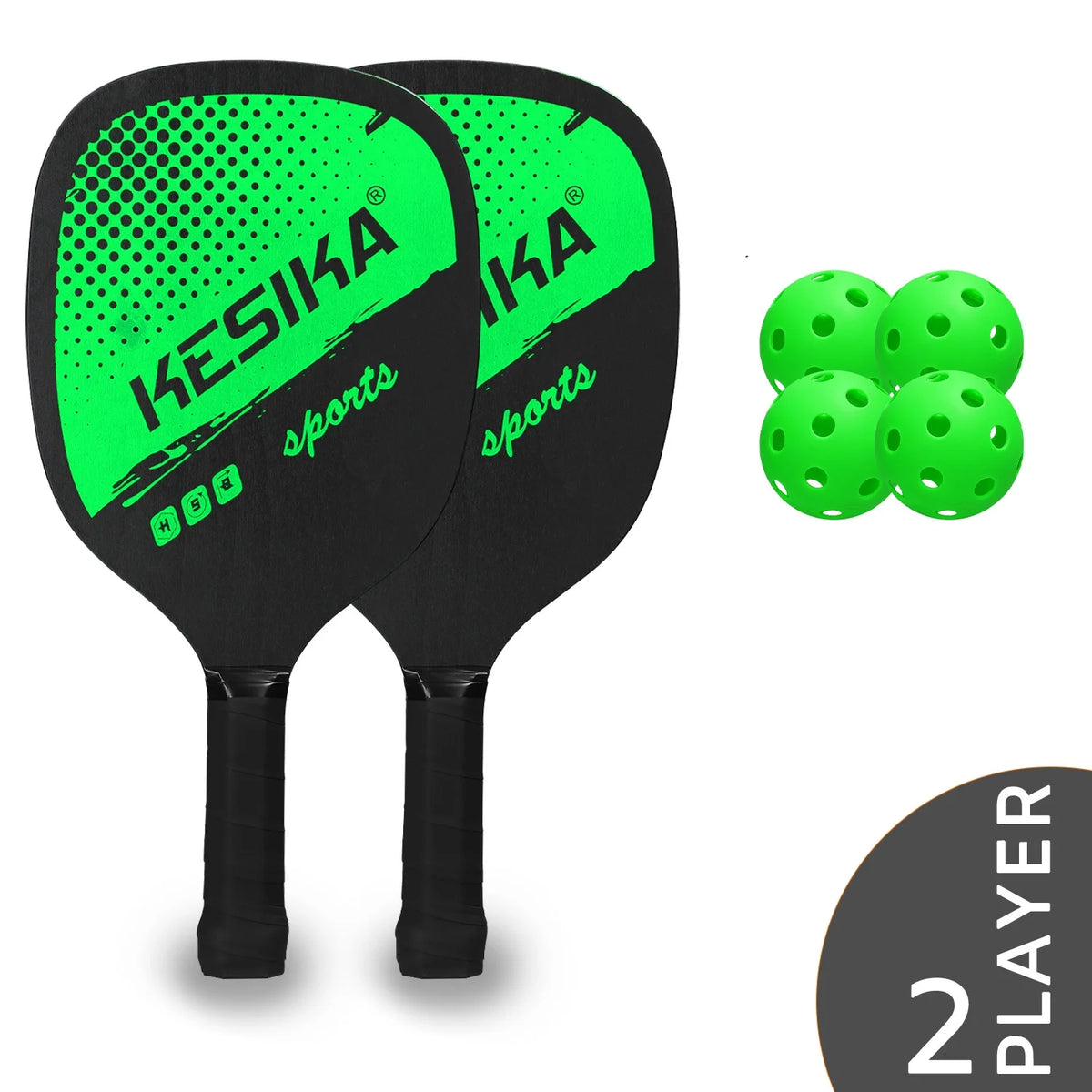 Pickleball Paddle Set 2 Rackets & 4 Balls with Carrying Bag F60094