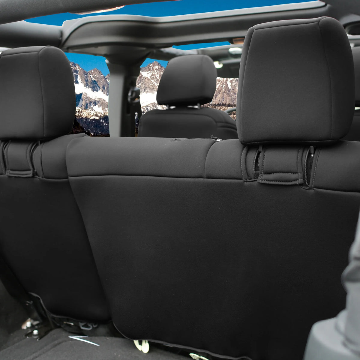 Black Neoprene Rear Seat Covers for Jeep Wrangler JK 4DR Z96624