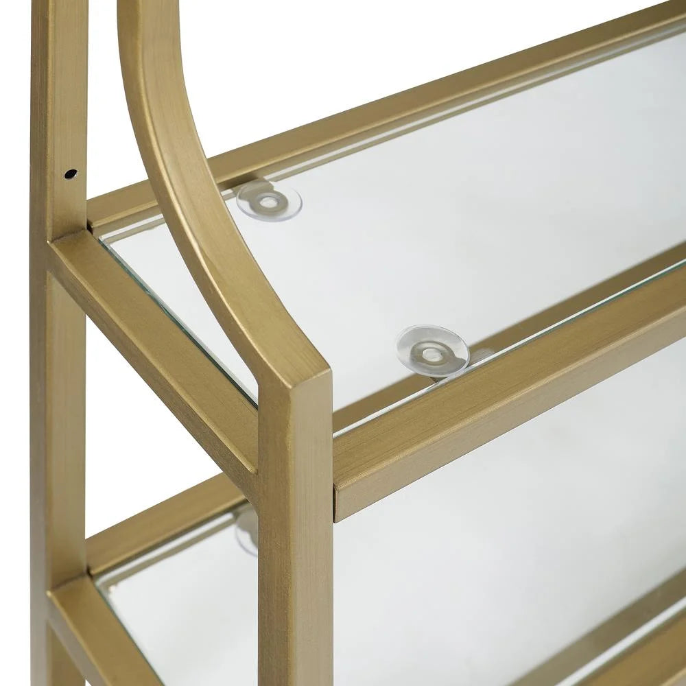 Soft Gold 2 Shelf Glass Metal Wall Shelf O56163