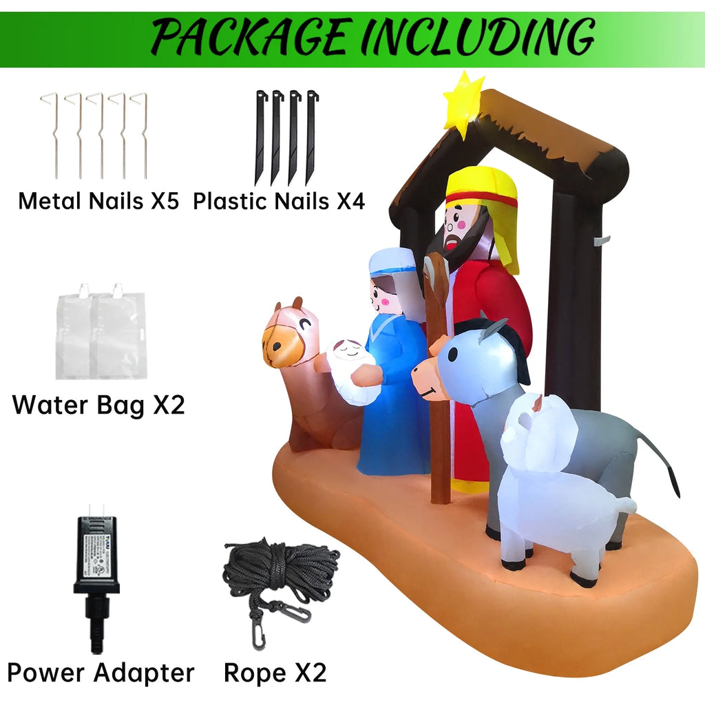 6ft Christmas Inflatables Nativity Scene with Build-in LEDs R5551