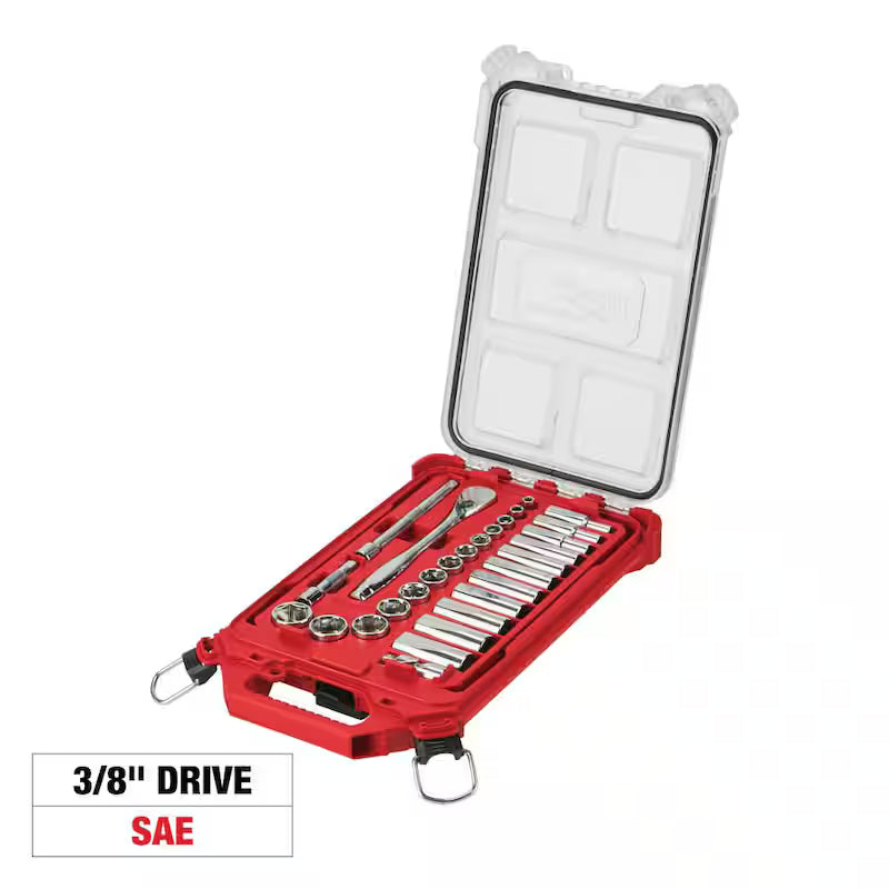 3/8 in. Drive SAE Ratchet and Socket Mechanics Tool Set 28-Piece B969