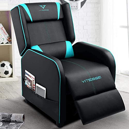 Blue PU Leather Gaming Recliner Chair E573
