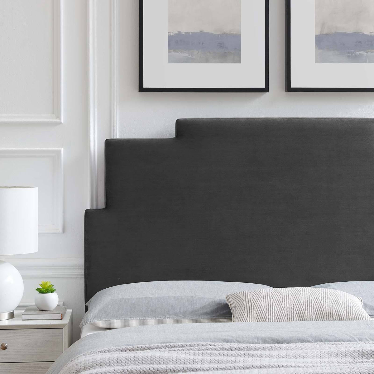 Navy Performance Velvet King/California King Headboard A75393