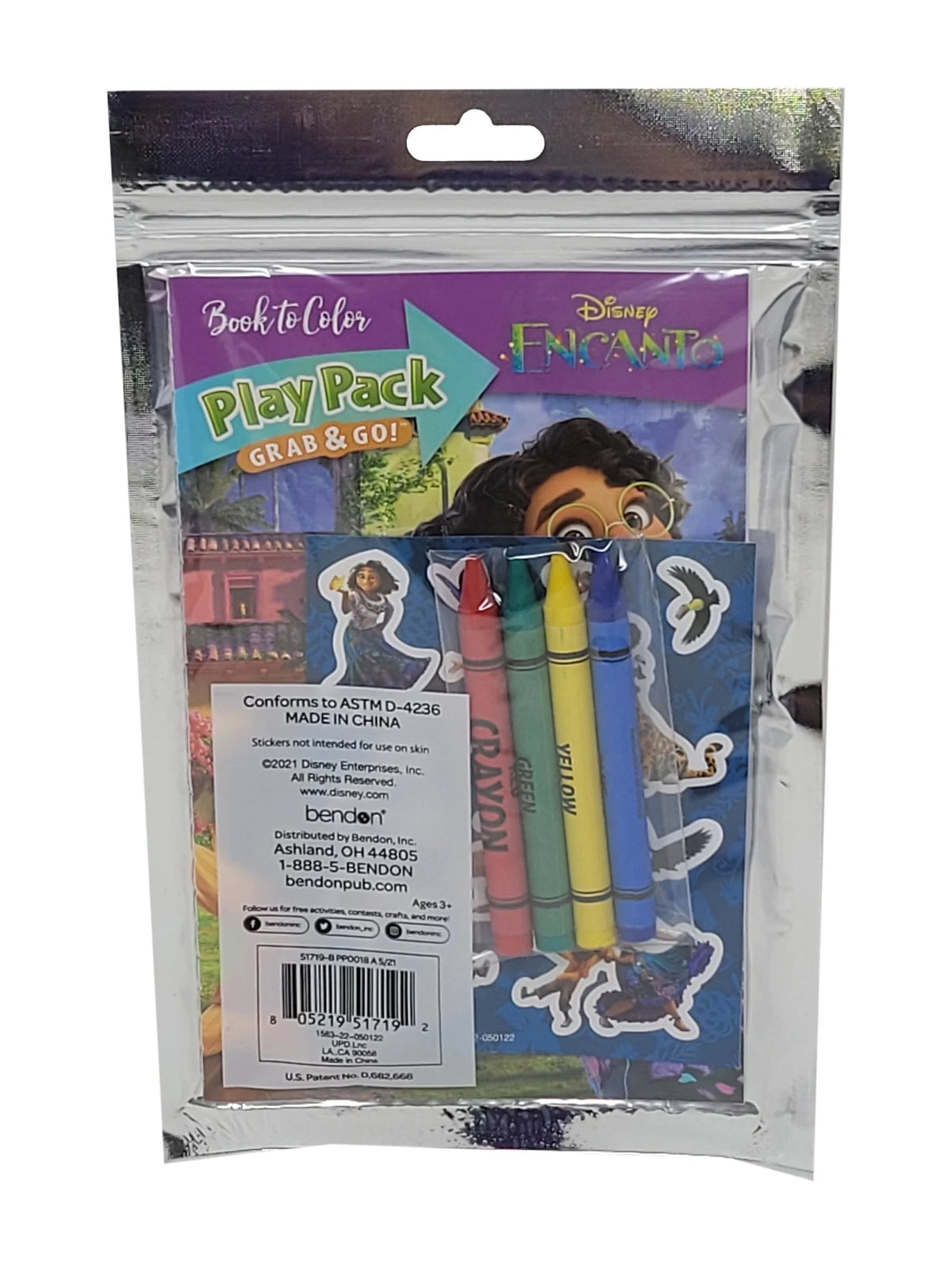 12" Purple Tote Bag with Disney Play Pack Stickers Crayons Set S889172