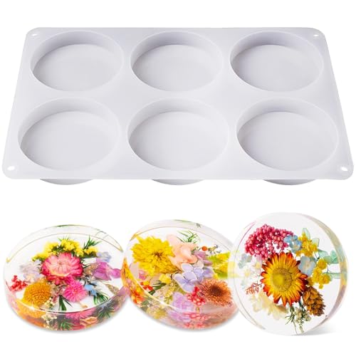 Large 6 Cavity Round Silicone Coaster Molds L165