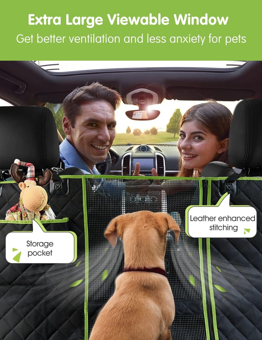 4-in-1 Waterproof Scratchproof Dog Car Seat Cover with Mesh Window R679388