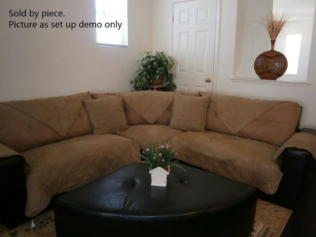 Peat 35X70 Micro Suede Quilted Sectional Sofa Protector V3919