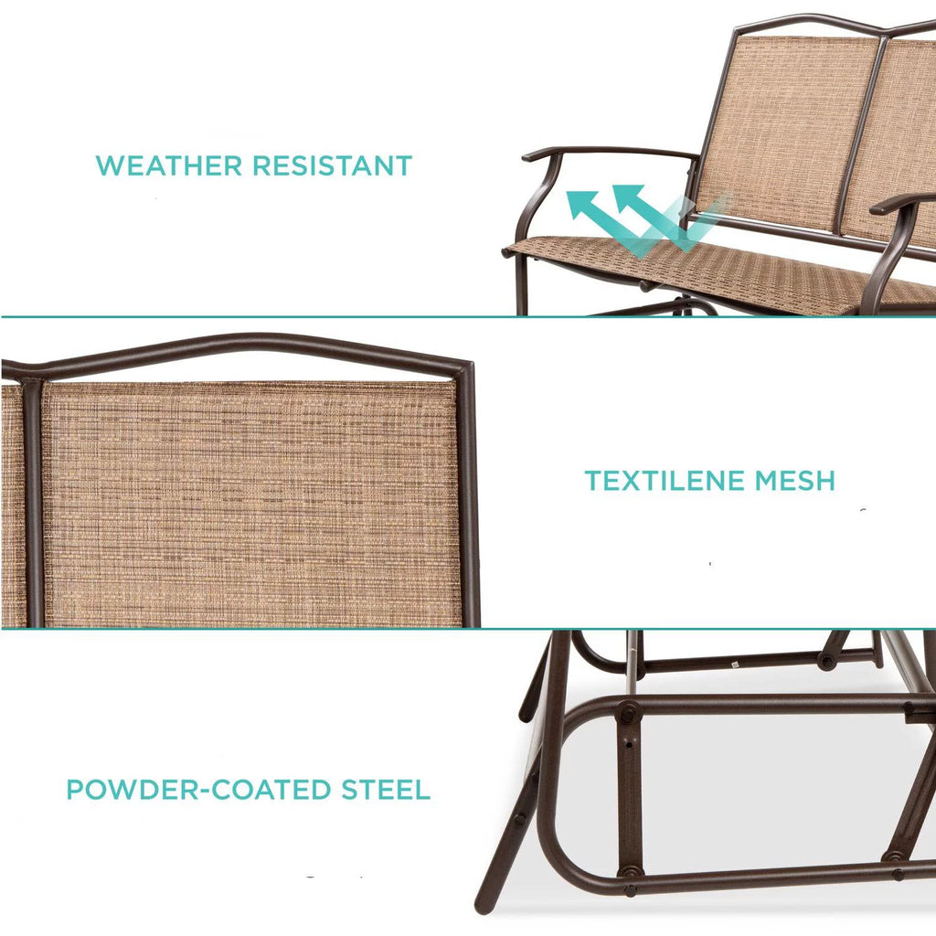 Brown 2 Seater Mesh Patio Loveseat F9075