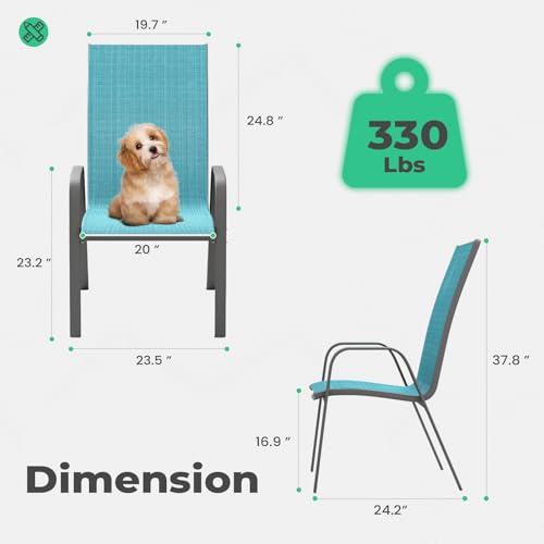 Teal Blue Set of 4 Stackable Patio Dining Chairs K62720