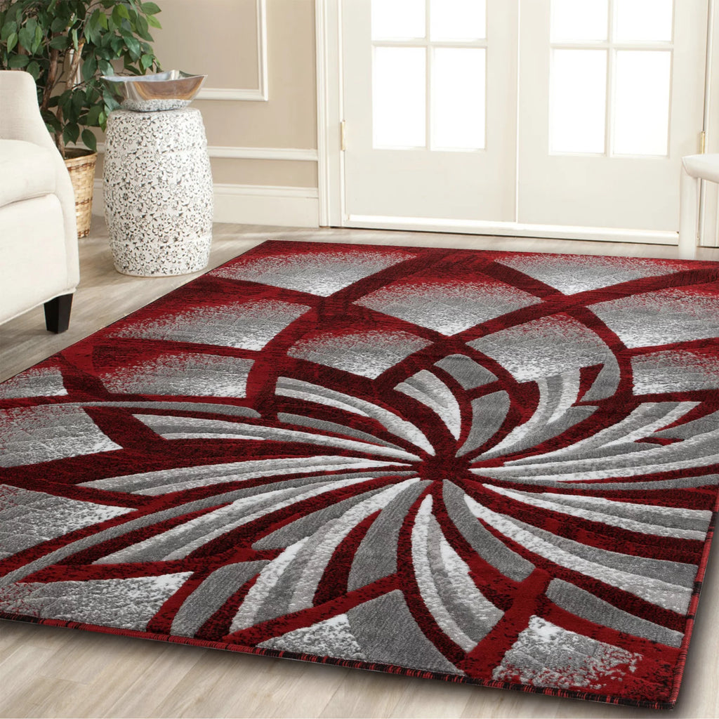 Red Geometric Modern Area Rug M817828