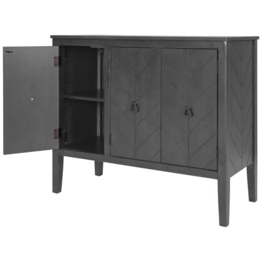 Antique Gray Wooden Accent Storage Cabinet with Adjustable Shelf Q76040