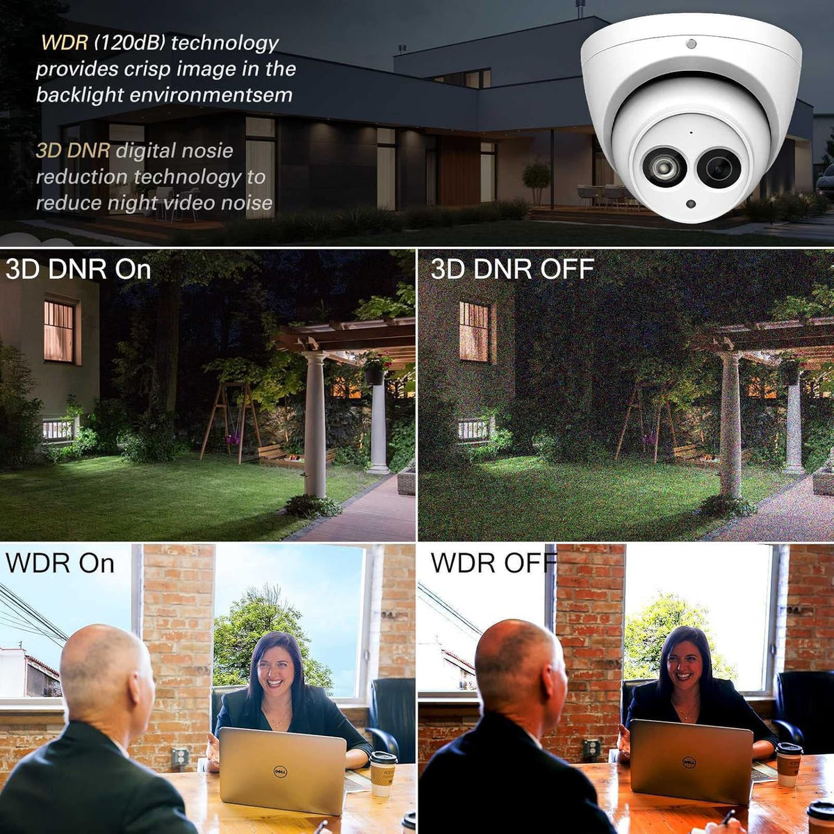 6MP PoE IP Security Camera Outdoor with Built-in-Mic, 3.6mm All-Metal Dome, 164ft IR Night Vision, IP67 H.265+ WDR 3D DNR X5804