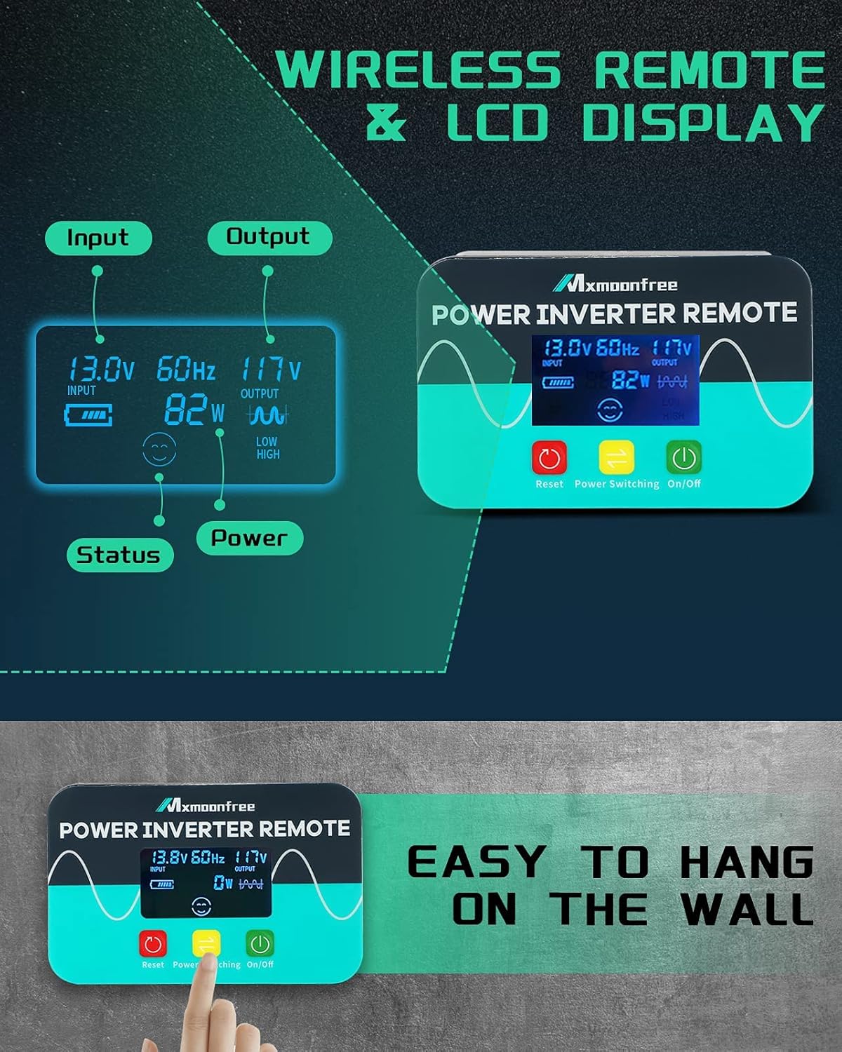 5000W Pure Sine Wave Power Inverter 12V DC to 110V AC with Wireless Remote Control LCD Display G4137