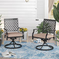 Set of 2 Metal Swivel Outdoor Dining Chairs with Beige Cushions X8361