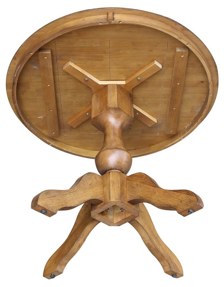 36x22 Round Pedestal Dining Table in Pecan W468536