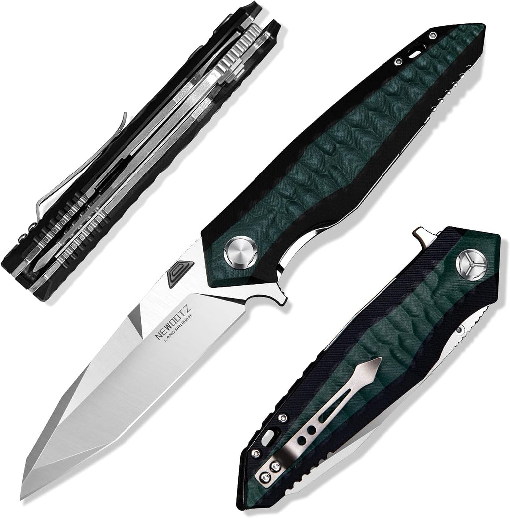 Green D2 Tool Steel Folding Pocket Knife with G10 Handle P62868