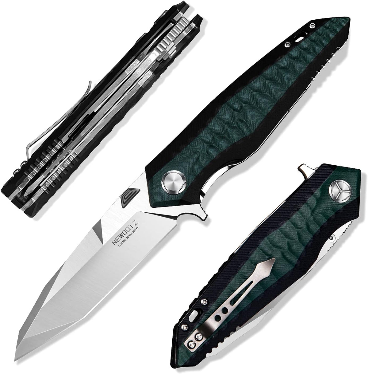 Green D2 Tool Steel Folding Pocket Knife with G10 Handle P62868
