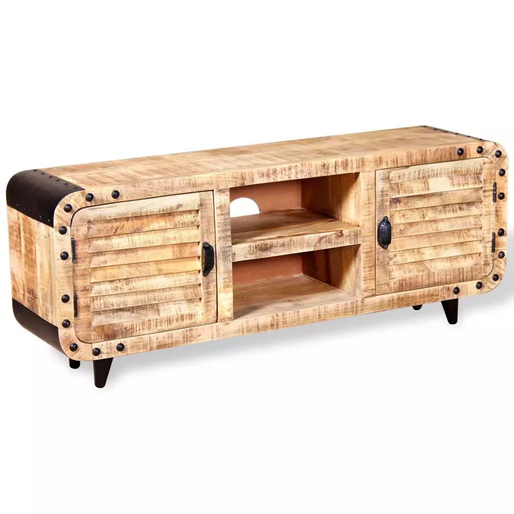 TV Cabinet with 2 Shelves and 2 Compartments Mango Wood T37936