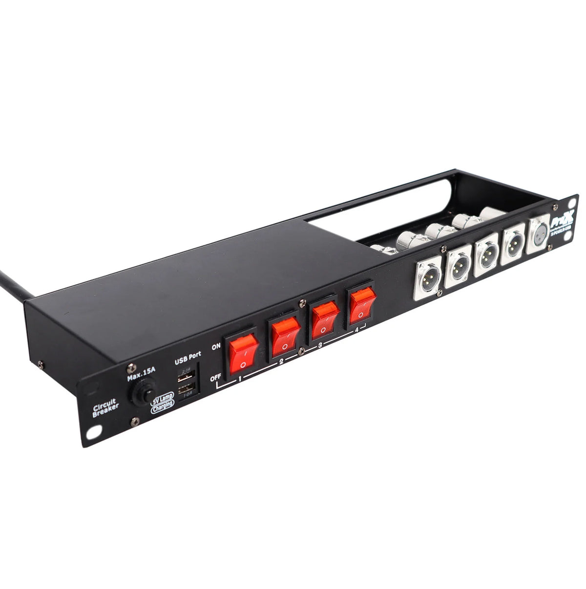 1U 15Amp Circuit 4CH Switch Panel with 2 USB and 5 Punched Space Z688