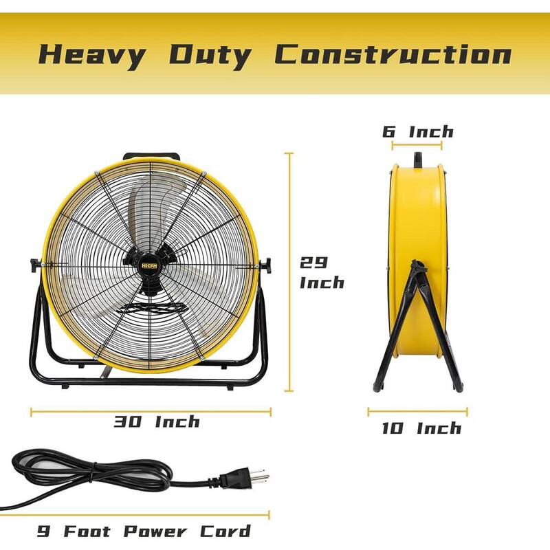 Yellow 24 in. 3 Speeds Portable Drum Fan H39956