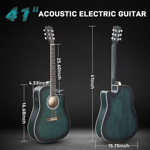 Black Full-Size Acoustic Electric Guitar with Amp J73797