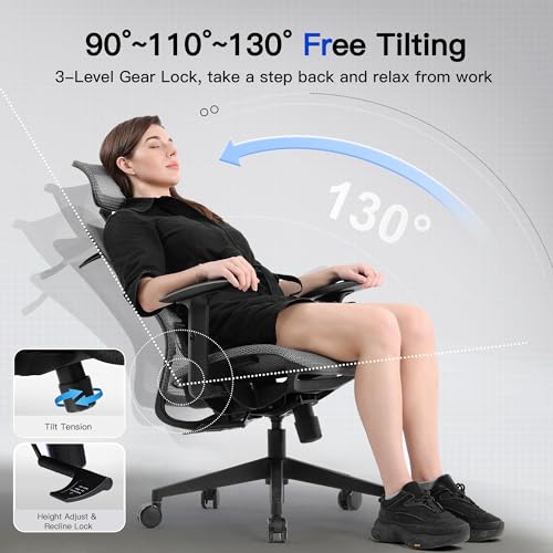 Black Ergonomic Mesh Gaming Chair with Headrest D701