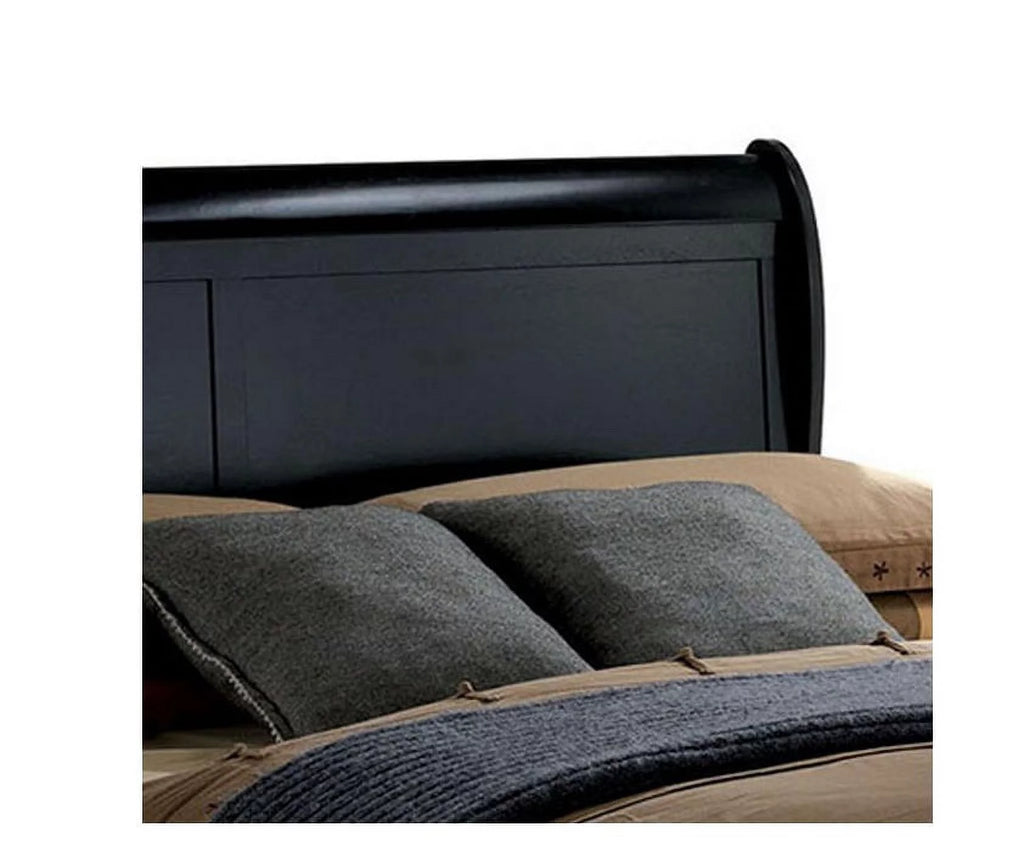 1pc Eastern King Size Black Solid Wood Bedframe F70502