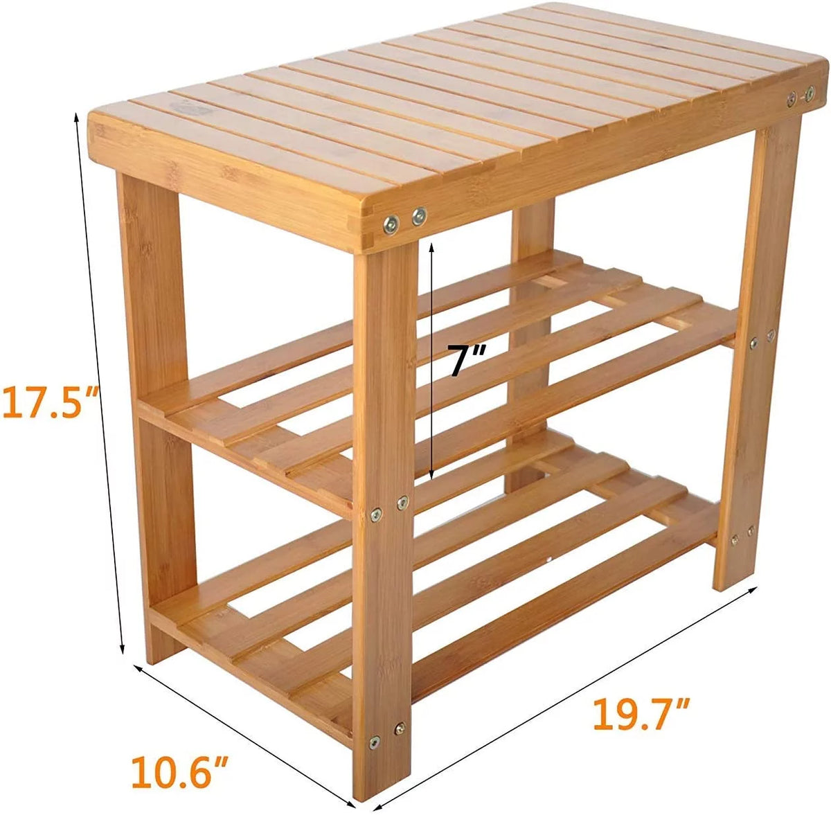 Brown 2-Tier Bamboo Shoe Bench W96072