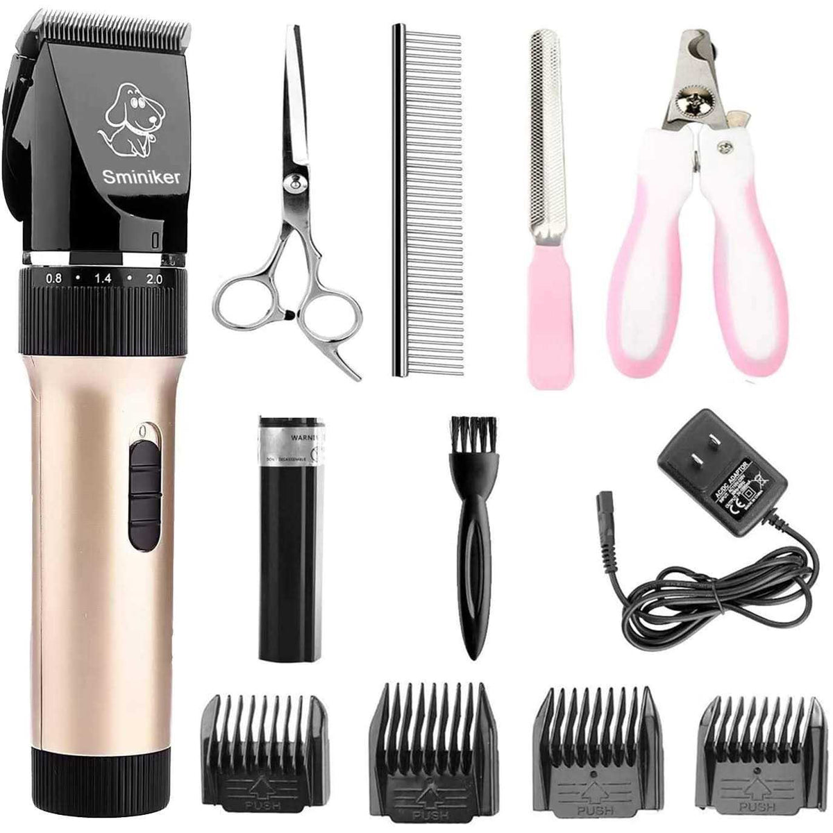 Low Noise Rechargeable Cordless Pet Clippers Grooming Kit with Storage Bag O66017