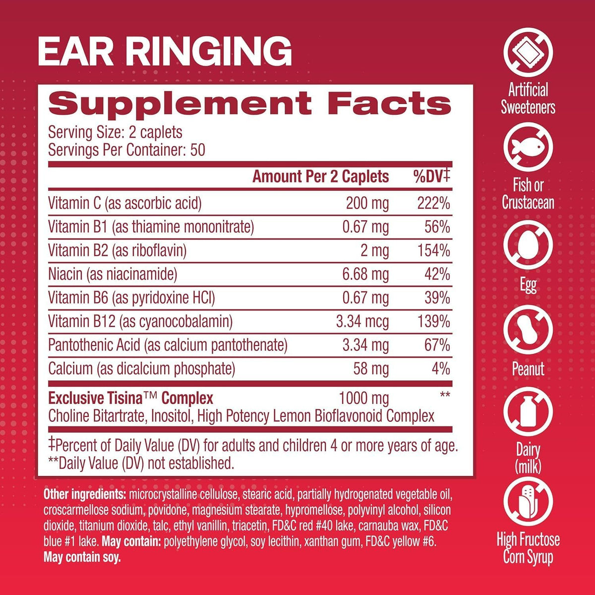 100 Caplets Ear Ringing Supplement V9110