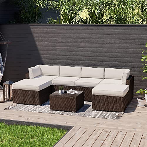 9 Piece Wicker Sectional Sofa with Propane Firepit Table P17913