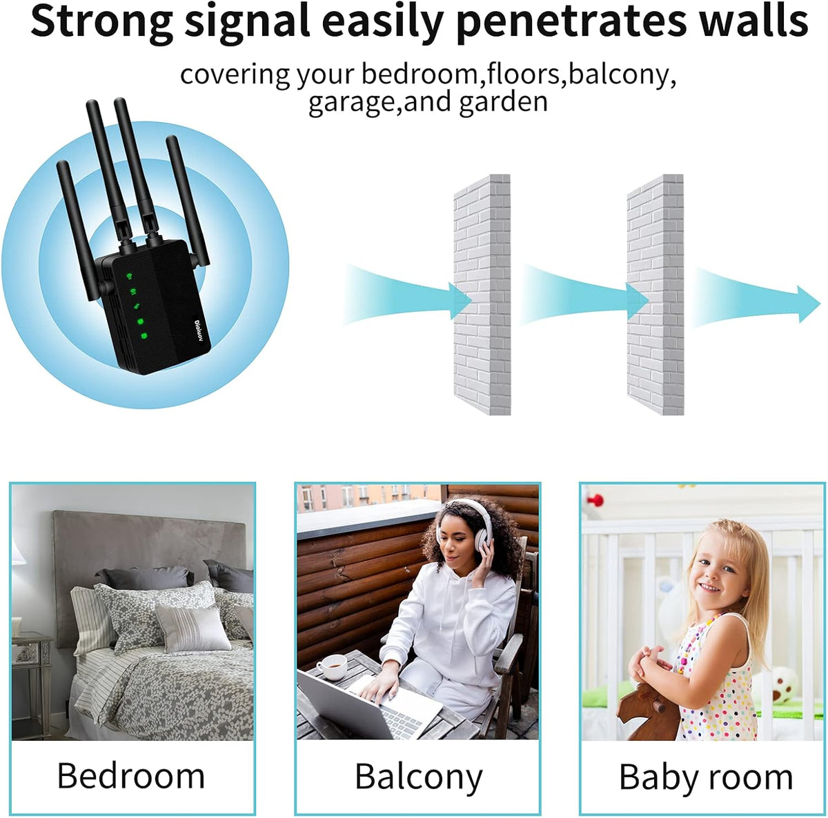WiFi Extender 1200 Mbps Dual-Band Wireless Signal Booster Pack of 2 H4040