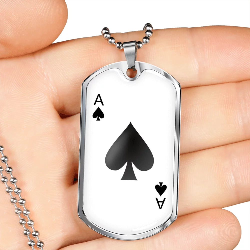 White Stainless Steel or 18k Gold Dog Tag Necklace K6178
