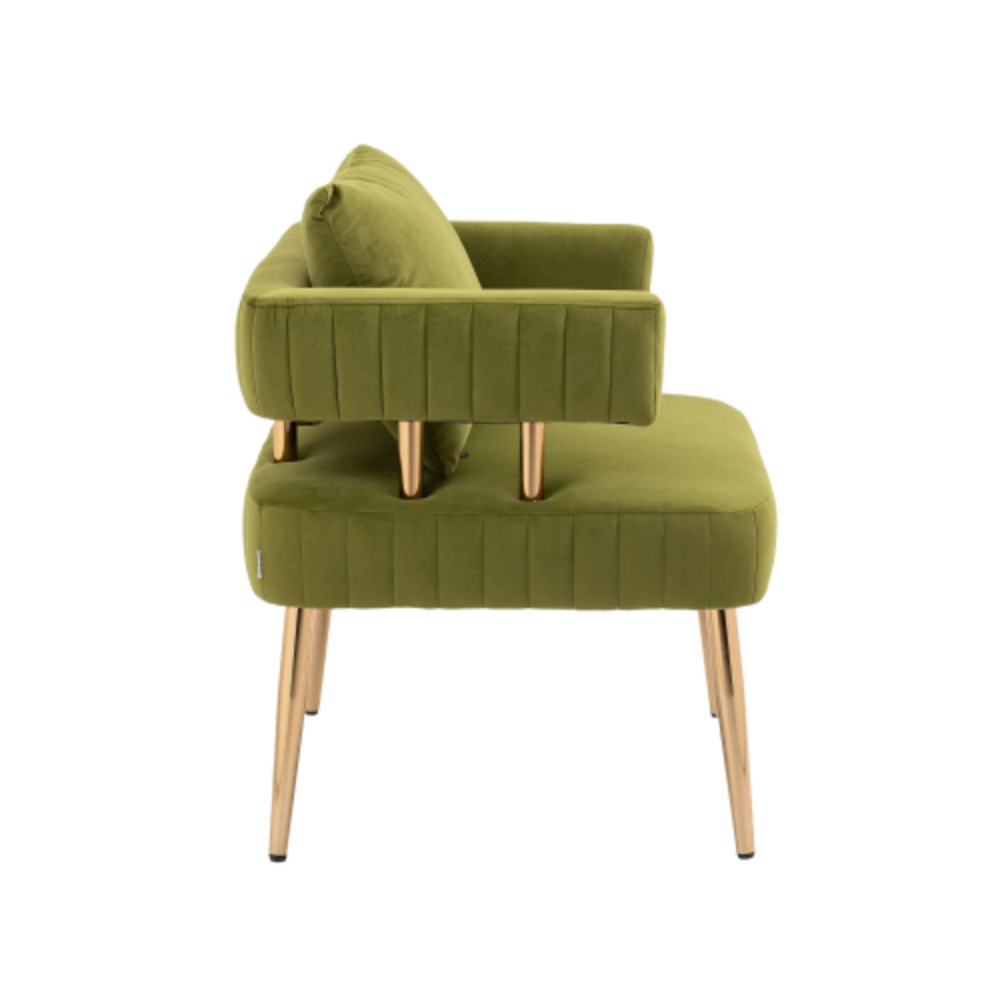 Olive Green Polyester Accent Chair with Golden Feet V583