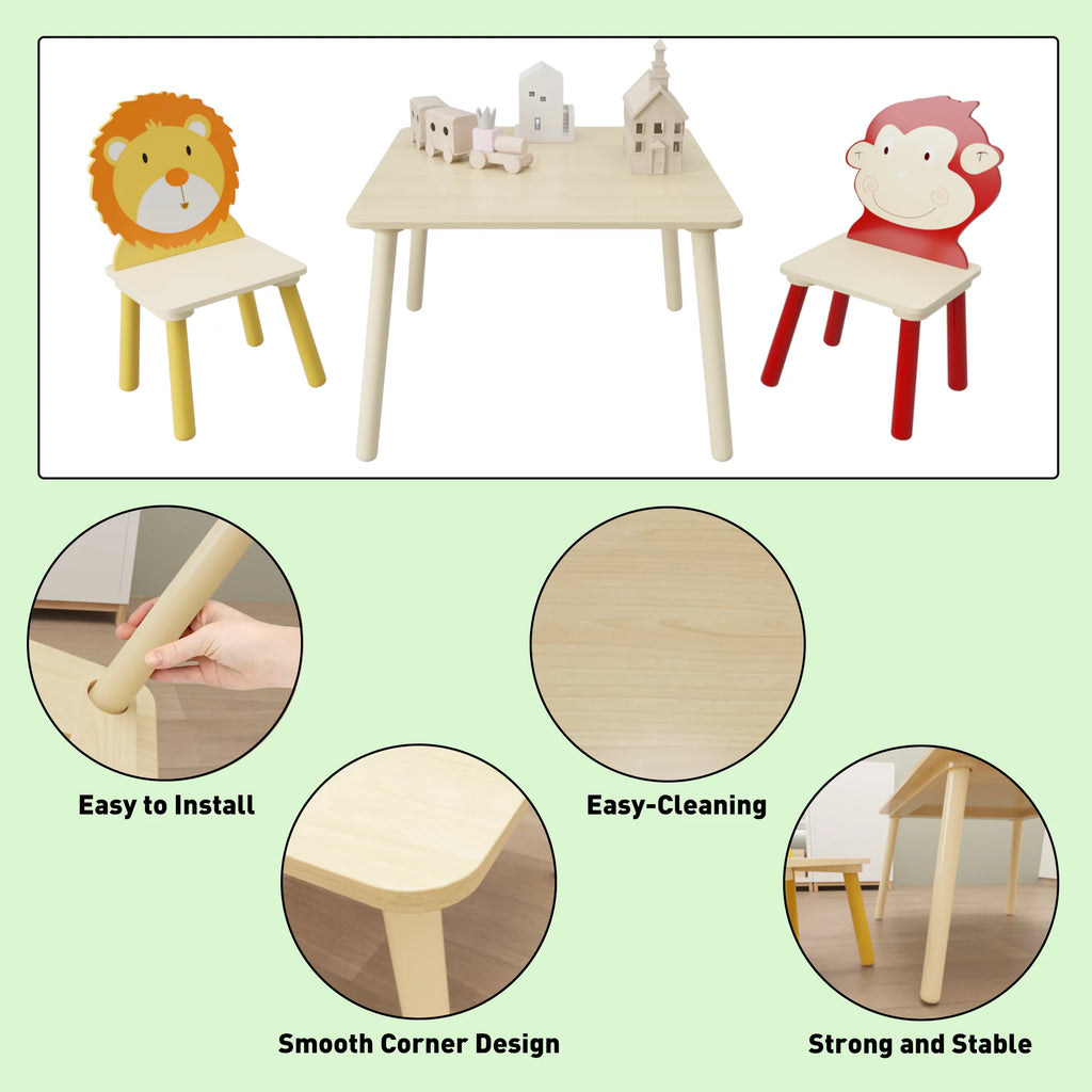 Cartoon Table & Chair Set with 2 Backrest Chairs G3118