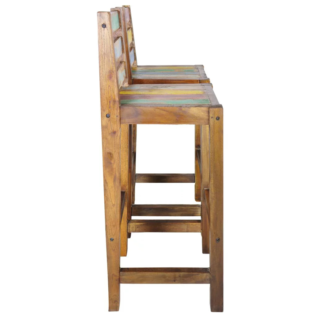 Solid Reclaimed Wood Bar Stools 2 pcs W95428